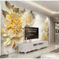 3D Tapete Europäischer Stil Goldene Diamant Blumen Schmuck Hintergrund Wandbilder Hotel Wohnzimmer TV Sofa Wohnkultur 3 D