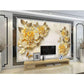 3D Tapete Europäischer Stil Goldene Diamant Blumen Schmuck Hintergrund Wandbilder Hotel Wohnzimmer TV Sofa Wohnkultur 3 D