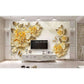 3D Tapete Europäischer Stil Goldene Diamant Blumen Schmuck Hintergrund Wandbilder Hotel Wohnzimmer TV Sofa Wohnkultur 3 D