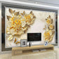 3D Tapete Europäischer Stil Goldene Diamant Blumen Schmuck Hintergrund Wandbilder Hotel Wohnzimmer TV Sofa Wohnkultur 3 D