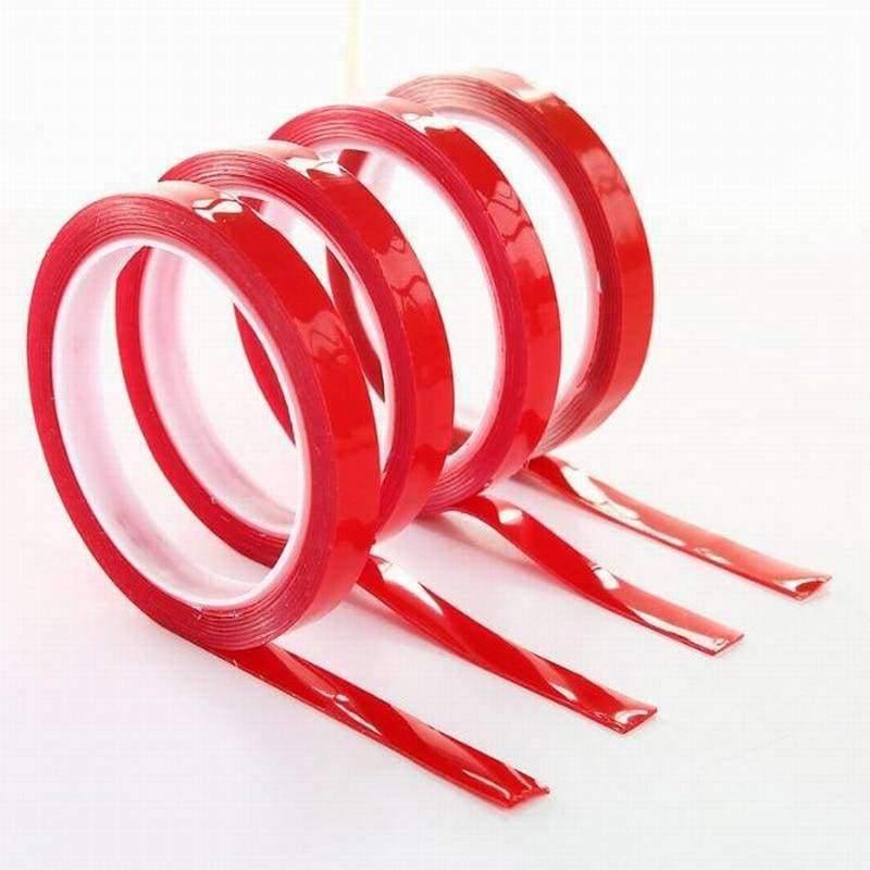 3mm/5MM/10MM*25M Strong Acrylic Adhesive PET Red Film Clear Double-Sided Tape No Residue For Phone Tablet LCD Screen Glass