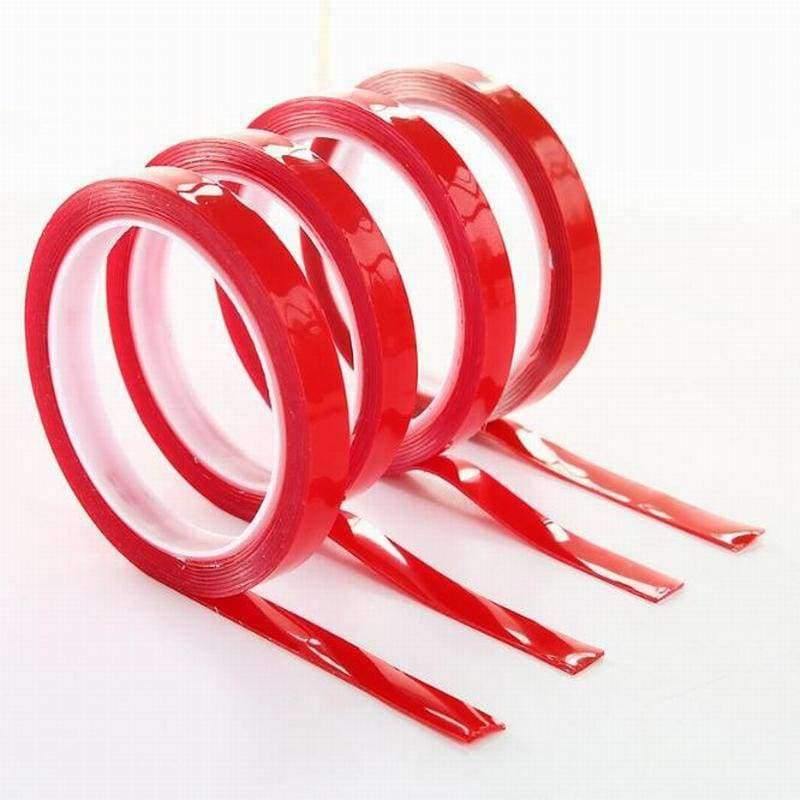 3mm/5MM/10MM*25M Strong Acrylic Adhesive PET Red Film Clear Double-Sided Tape No Residue For Phone Tablet LCD Screen Glass
