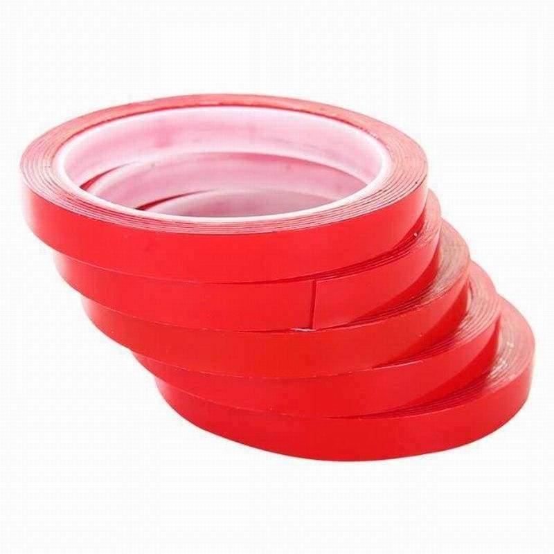 3mm/5MM/10MM*25M Strong Acrylic Adhesive PET Red Film Clear Double-Sided Tape No Residue For Phone Tablet LCD Screen Glass