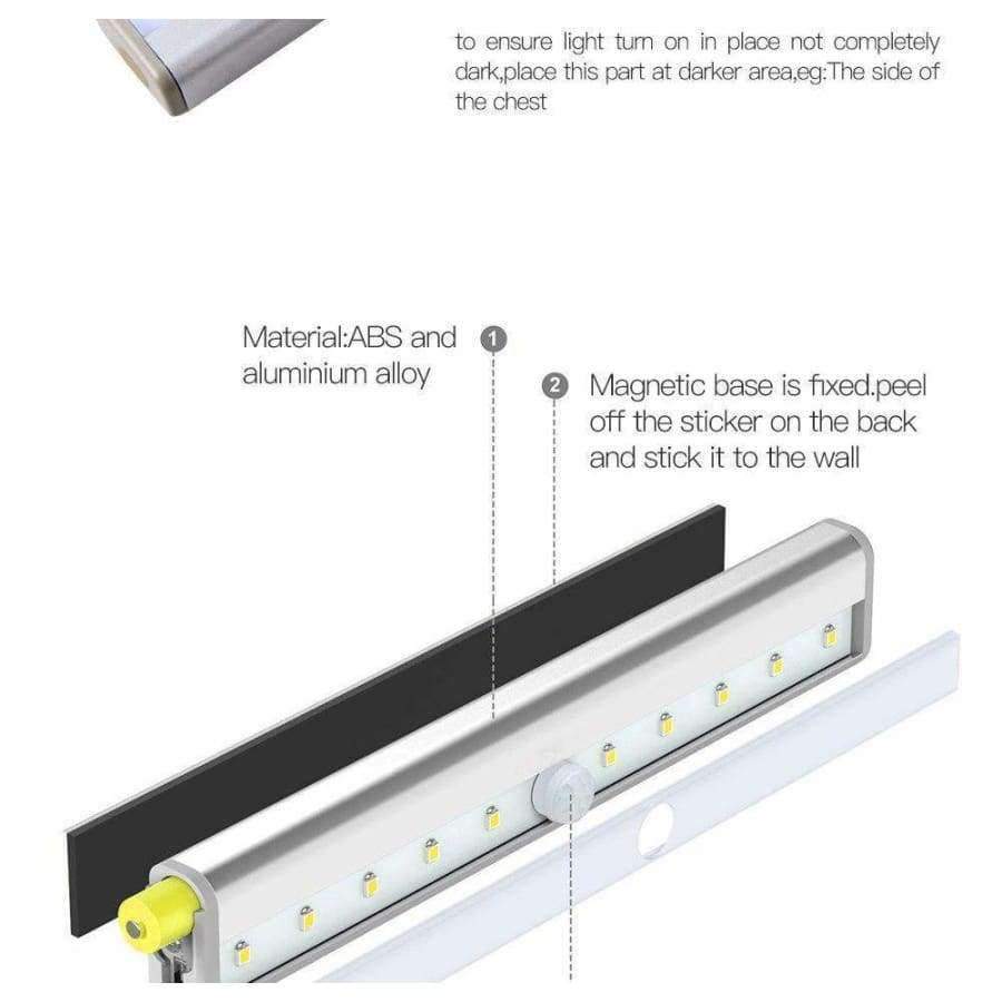 3 Stück Metall 10 LED Lampenstreifen Zum Aufkleben Überall Tragbare Kabellose Schrank Sensor Nachtlichtleiste Mit Magnetstreifen led Licht