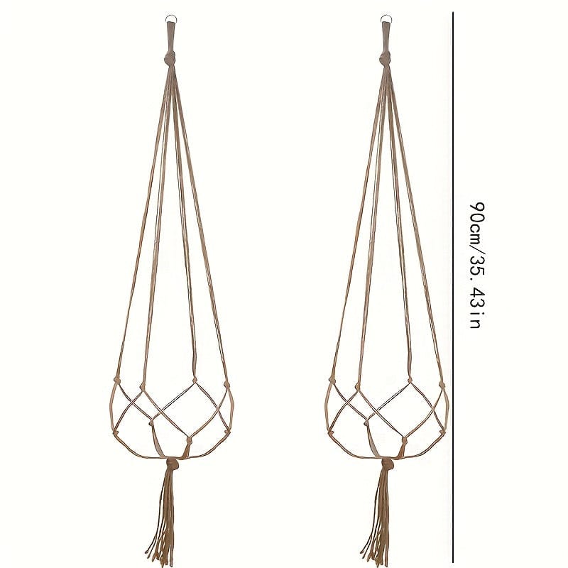 3 Stück/Set, Garten Woven Hängender Rahmen Blumentopf Netz Tasche Hanfseil Einfache Innen- und Außenhängende Korbdekoration