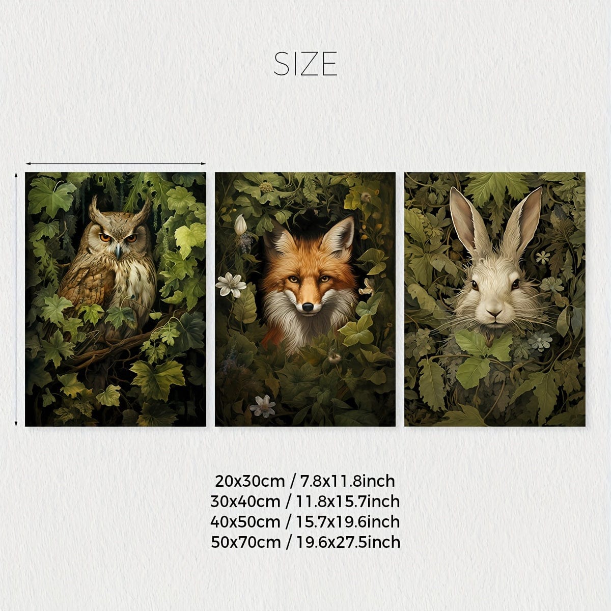 3pcs/set Unframed Canvas Poster, Retro Kunst, Magischer Wald Tier Wandkunst, Waldhexe Wandkunst, Waldtier Poster, Ideales Geschenk Für Schlafzimmer Wohnzimmer Flur, Wandkunst, Wanddekoration, Winterdekoration, Zimmerdekoration