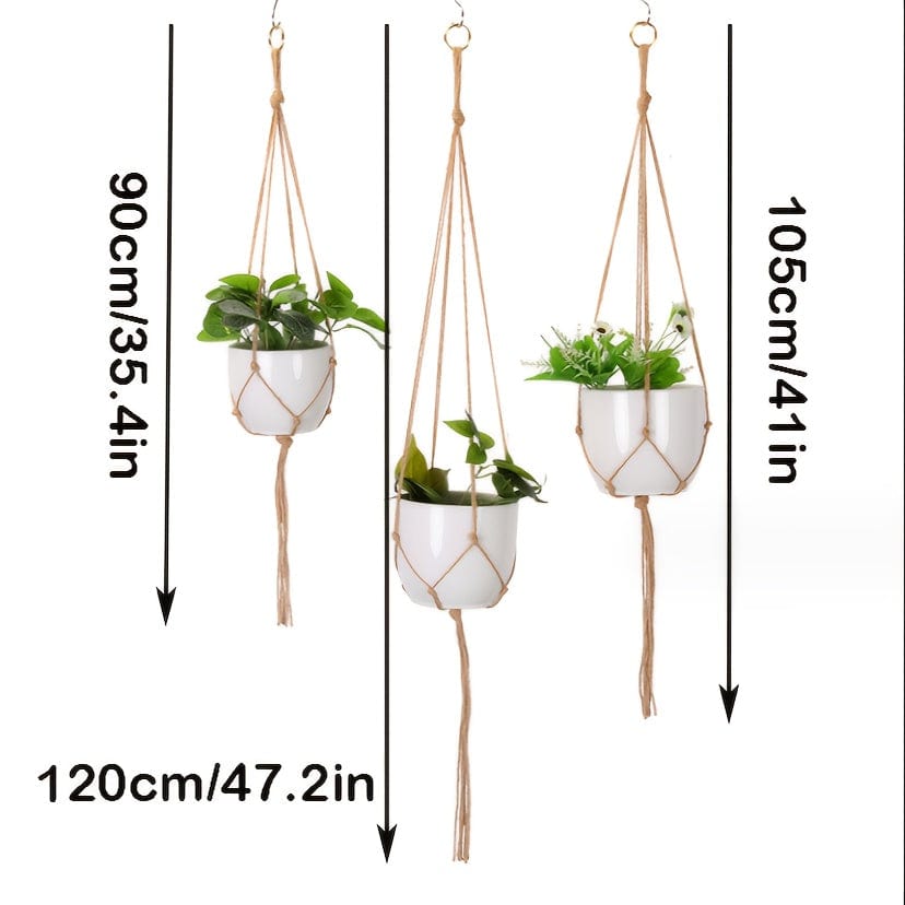 3 Stück/Set, Garten Woven Hängender Rahmen Blumentopf Netz Tasche Hanfseil Einfache Innen- und Außenhängende Korbdekoration