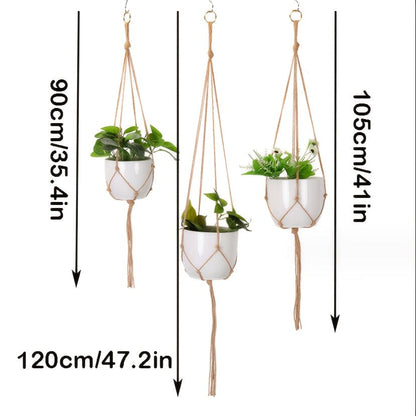 3 Stück/Set, Garten Woven Hängender Rahmen Blumentopf Netz Tasche Hanfseil Einfache Innen- und Außenhängende Korbdekoration