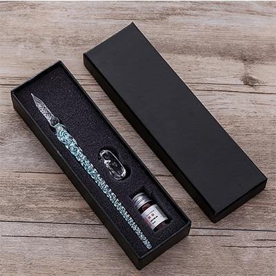 Glas Dip Pen Unterschriftenstift Füllfederhalter Büro Geschäft Schule Schreibwaren Geschenkset Stift + Tinte Set