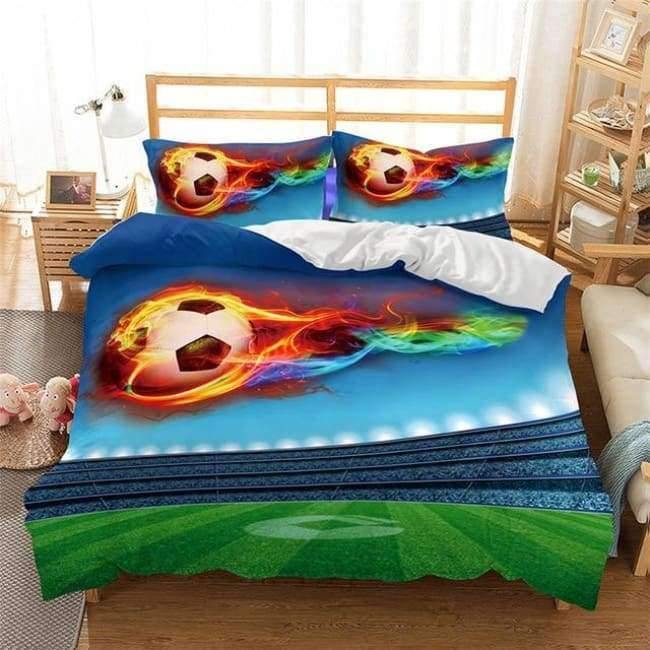 3D Bettwäsche Set Fußball Druck Bettbezug Set lebensechte Bettwäsche mit Kissenbezug Bett Set Heimtextilien #2-5