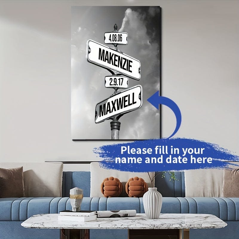 Personalisierte Wegweiser Poster Leinwanddruck für Innendekoration Ideales Geschenk für Zuhause Büro Wohnzimmer Schlafzimmer Küche
