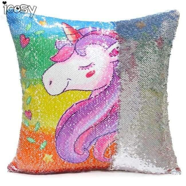 Umkehrbare Pailletten Einhorn Kissenbezug 40*40 Dekorative Meerjungfrau Kissen Für Sofa Wohnkultur