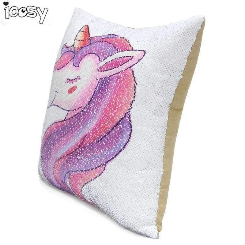 Umkehrbare Pailletten Einhorn Kissenbezug 40*40 Dekorative Meerjungfrau Kissen Für Sofa Wohnkultur