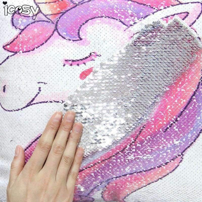 Umkehrbare Pailletten Einhorn Kissenbezug 40*40 Dekorative Meerjungfrau Kissen Für Sofa Wohnkultur