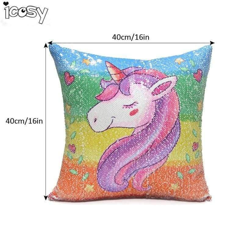 Umkehrbare Pailletten Einhorn Kissenbezug 40*40 Dekorative Meerjungfrau Kissen Für Sofa Wohnkultur