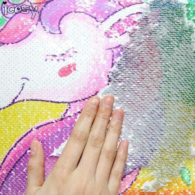 Umkehrbare Pailletten Einhorn Kissenbezug 40*40 Dekorative Meerjungfrau Kissen Für Sofa Wohnkultur
