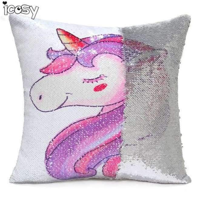 Umkehrbare Pailletten Einhorn Kissenbezug 40*40 Dekorative Meerjungfrau Kissen Für Sofa Wohnkultur
