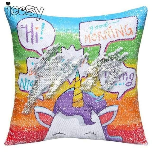 Umkehrbare Pailletten Einhorn Kissenbezug 40*40 Dekorative Meerjungfrau Kissen Für Sofa Wohnkultur