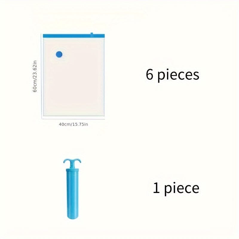6pcs Vakuum-Kompressionslagerbeutel, staubdichter versiegelter Aufbewahrungsbehälter für Kleidung, Decken, Hemden, Haushalt Platzsparender Organizer für Wohnheim, Kleiderschrank, Schlafzimmer, Badezimmer