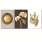 3 Stück Modern Luxury Circle Golden Leaf Wandkunst, Gedrucktes Leinwand-Dekobild, Poster für Wohnzimmer Schlafzimmer Bürodekor, Wohnaccessoire Geschenk, Ohne Rahmen