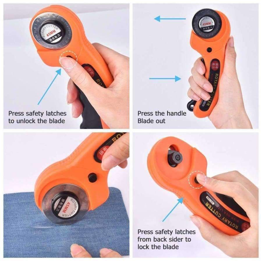45mm rotary cutter with 6 replacement blades premium quilt sewing craft DIY leather tools fabric cutter paper leather cutter