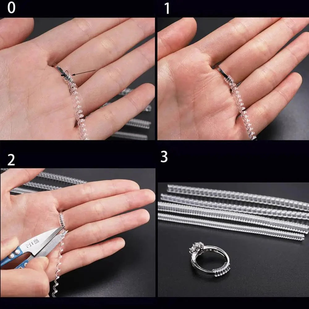 4Stk/Packung Transparente Spiralfeder-Ringwerkzeuge Federcoiling-Ring Größenanpasser Schutzverstärker Reduzierer Resize-Werkzeug für Schmuck