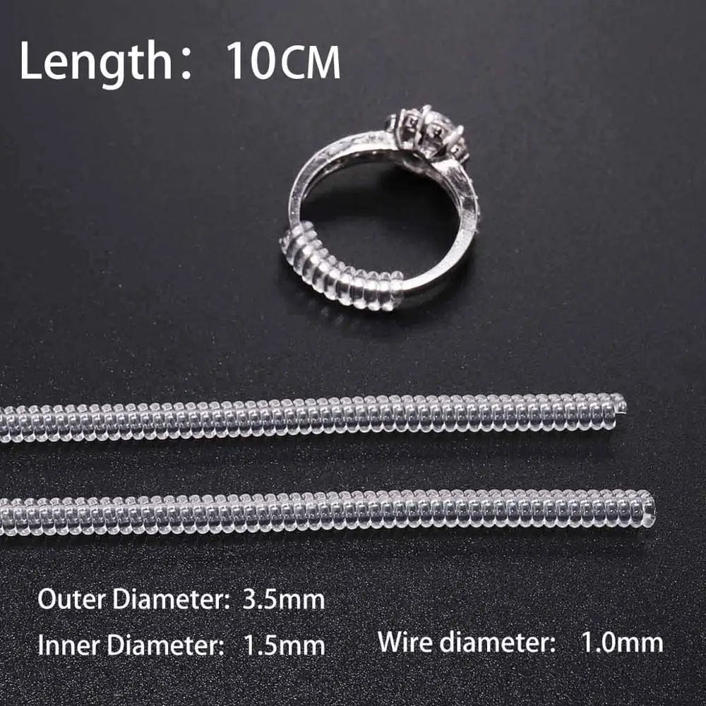 4Stk/Packung Transparente Spiralfeder-Ringwerkzeuge Federcoiling-Ring Größenanpasser Schutzverstärker Reduzierer Resize-Werkzeug für Schmuck