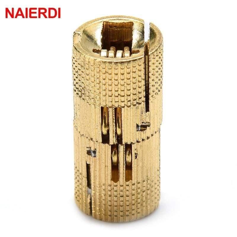 4PCS NAIERDI Kupfer Messing Möbel Scharniere 8-18mm Zylindrische Verborgene Schrank Unsichtbare Tür Kasten Scharniere Für Hardware