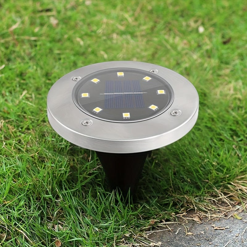4 Stück Solar Bodenlichter 8 LEDs Solar Gartenlichter Außen Wasserdicht Gehweg Disk Bright In-Ground Landschaftsbeleuchtung Für Rasen Patio Weg Yard Stufen Deck Gehweg Licht (Warm Weiß)