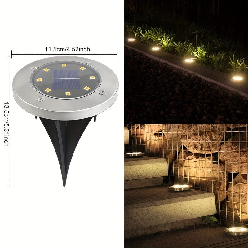 4 Stück Solar Bodenlichter 8 LEDs Solar Gartenlichter Außen Wasserdicht Gehweg Disk Bright In-Ground Landschaftsbeleuchtung Für Rasen Patio Weg Yard Stufen Deck Gehweg Licht (Warm Weiß)