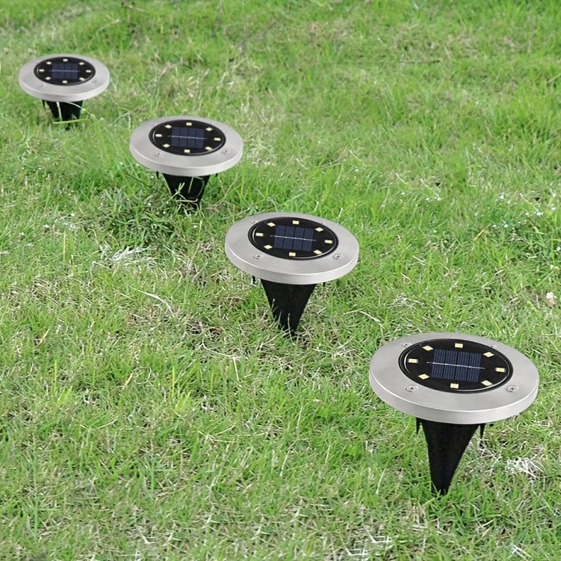 4 Stück Solar Bodenlichter 8 LEDs Solar Gartenlichter Außen Wasserdicht Gehweg Disk Bright In-Ground Landschaftsbeleuchtung Für Rasen Patio Weg Yard Stufen Deck Gehweg Licht (Warm Weiß)