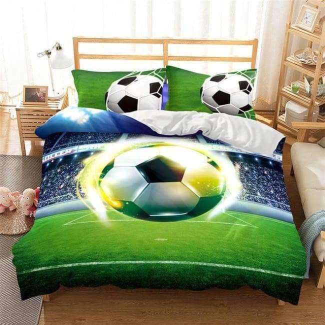 3D Bettwäsche Set Fußball Druck Bettbezug Set lebensechte Bettwäsche mit Kissenbezug Bett Set Heimtextilien #2-5