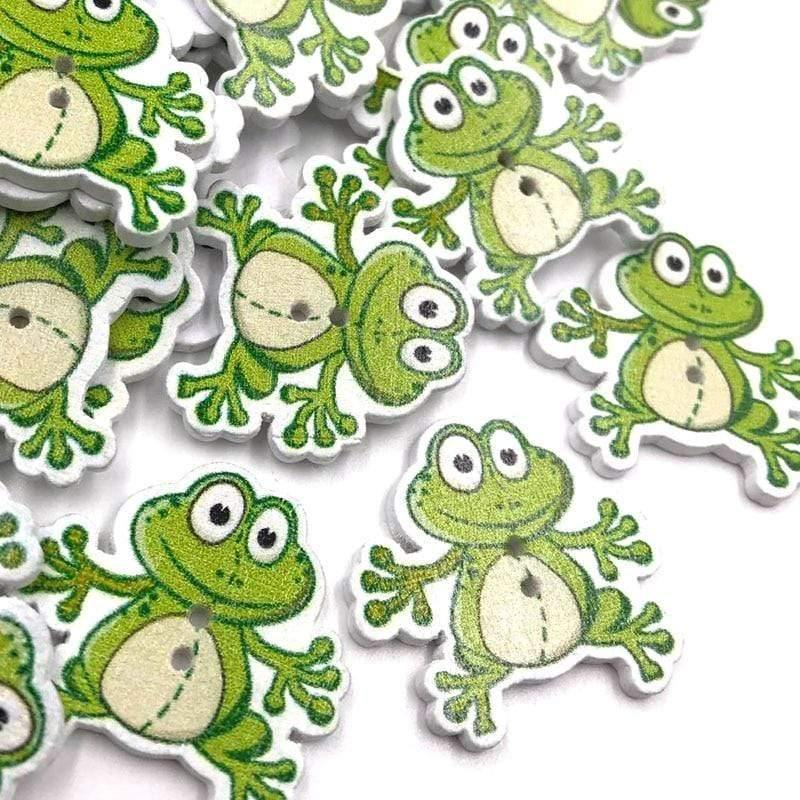 50/100 Pieces Mix Animals Frog Children/ Baby Wooden Button DIY Craft Sewing 29mm WB403