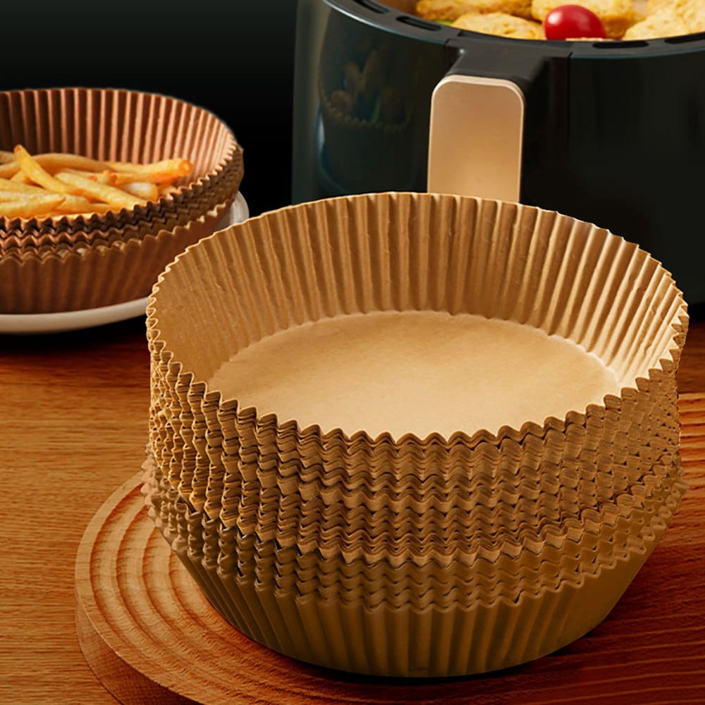 50/100Stk, Airfryer Einwegpapier Liner, Airfryer Einweg Liner, Antihaft Airfryer Backpapiere, Runde Airfryer Papier Liner, Antihaft Backpapier für Backen Rösten Mikrowelle, Küchenzubehör, Werkzeuge