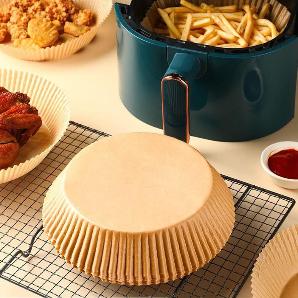 50/100Stk, Airfryer Einwegpapier Liner, Airfryer Einweg Liner, Antihaft Airfryer Backpapiere, Runde Airfryer Papier Liner, Antihaft Backpapier für Backen Rösten Mikrowelle, Küchenzubehör, Werkzeuge