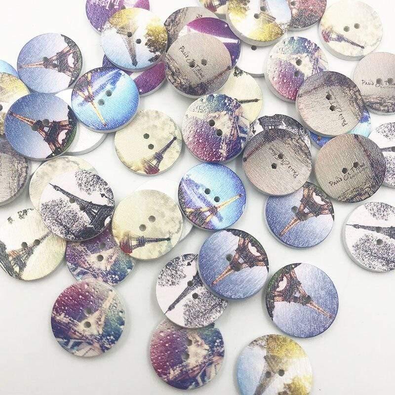 50/100 pieces mixed style wooden buttons suitable for sewing scrapbooking decoration 20mm W477
