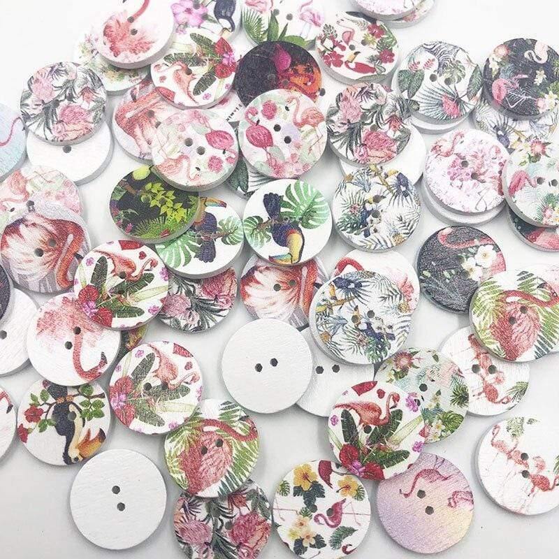 50/100 pieces mixed style wooden buttons suitable for sewing scrapbooking decoration 20mm W477