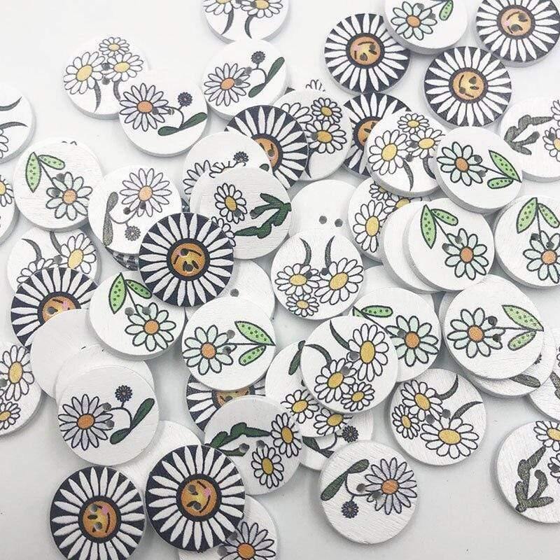 50/100 pieces mixed style wooden buttons suitable for sewing scrapbooking decoration 20mm W477