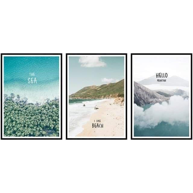 Einfaches Malen nach Zahlen Landschaftsbild Strandurlaub Poster Druck Leinwandbild Bild Heim Wandkunst Dekoration