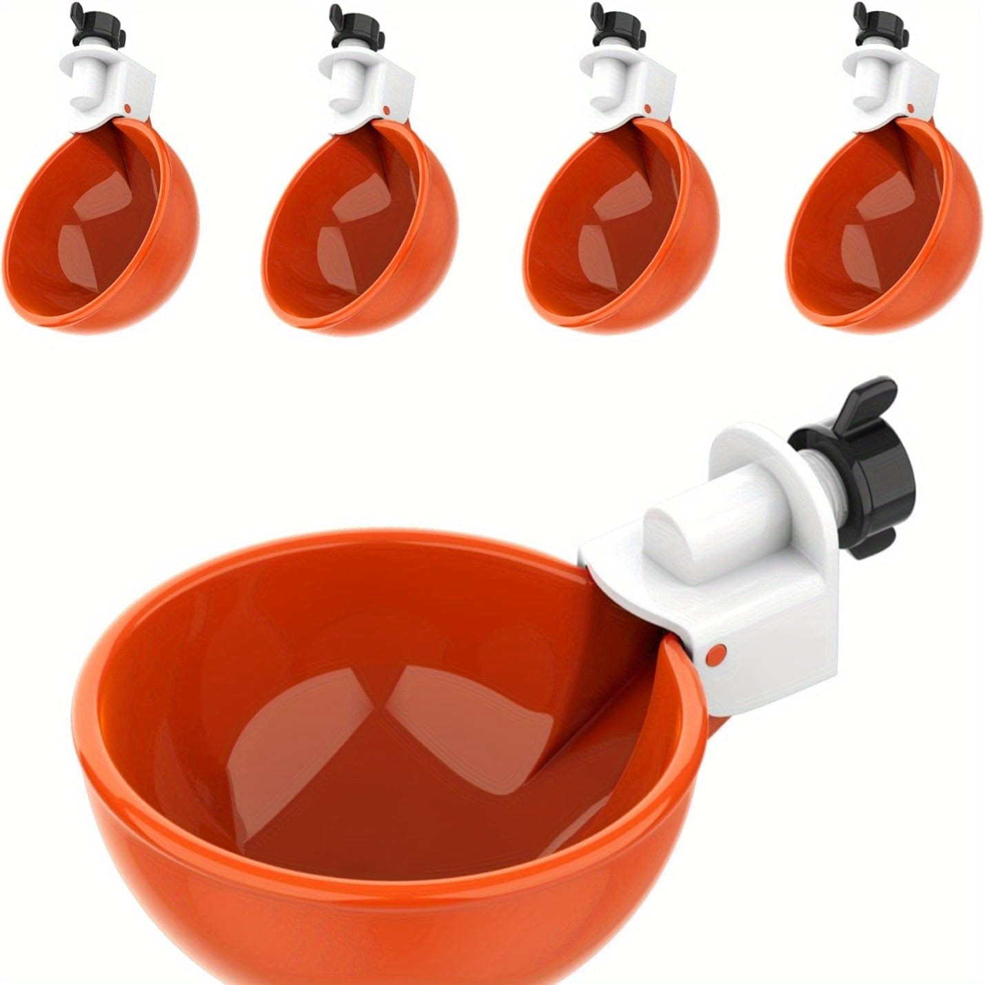 5 Packs, Große automatische Hühnertrinkbecher Hühnertränker geeignet für Küken, Enten, Gänse,Truthahn und Kaninchen Geflügeltränkerset (Orange)