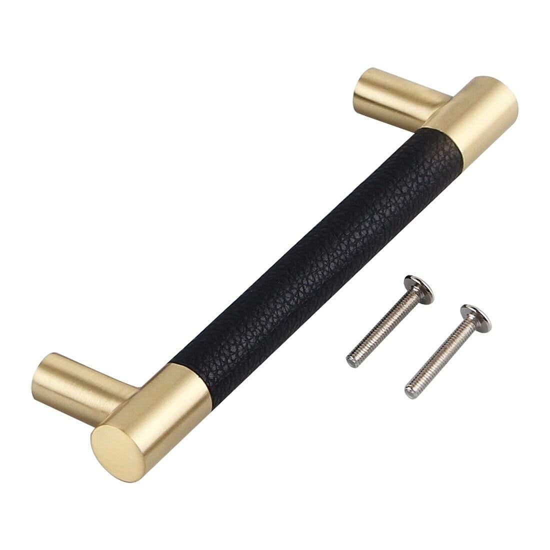 5PCS Schrankgriffe Massivmessing Schrank Kleiderschrank Züge Schwarz/Braun Leder Hardware Schubladen Türgriffe Wohnmobilar Decor