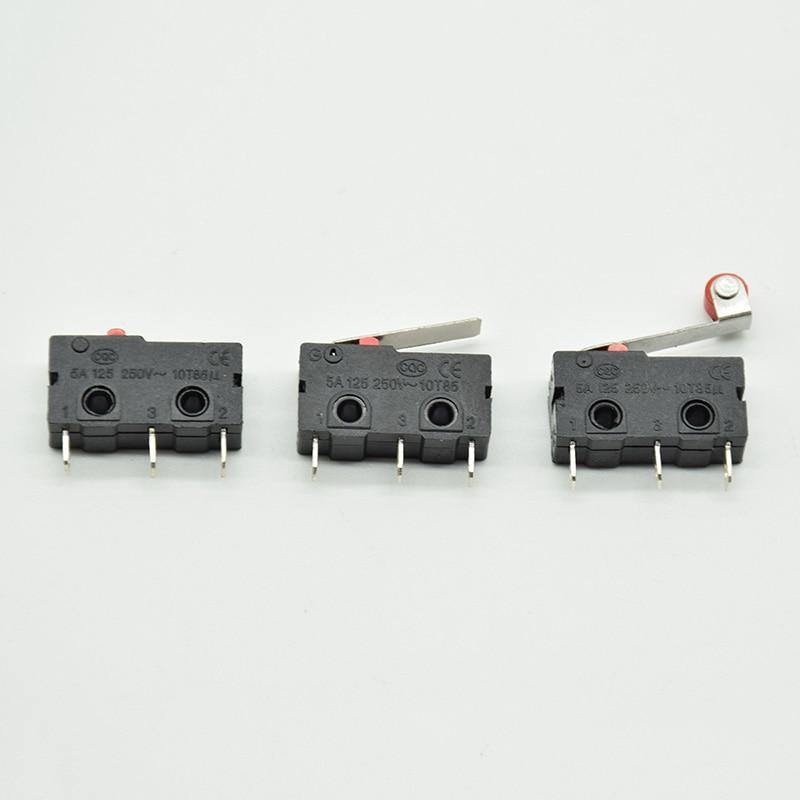 5 Stück Mini Mikro Grenzschalter NO NC 3 Pins PCB Anschlüsse SPDT 5A 125V 250V Rollhebel Schnappschalter Push-Mikroschalter