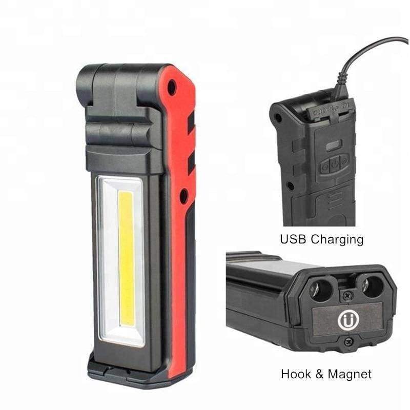 Tragbare LED-Arbeitslampe 400 Lumen COB Taschenlampe, Magnetbasis & Aufhängehaken, USB wiederaufladbar für Auto-Reparaturen, Notfälle