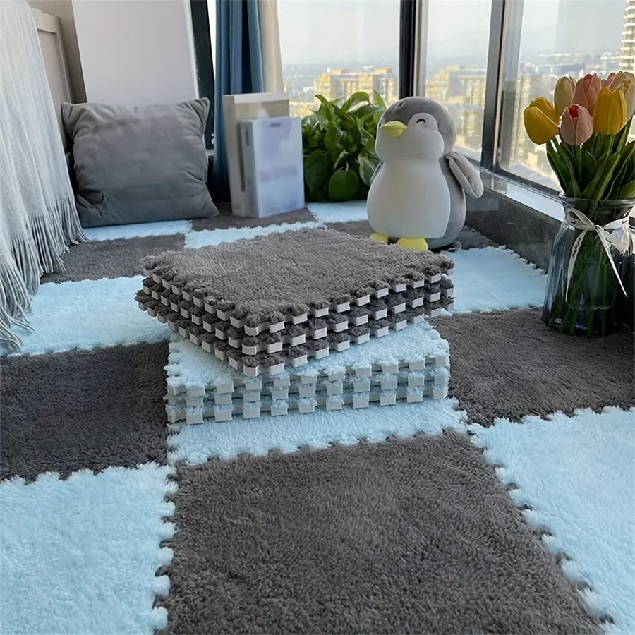 12 Stück, Kreatives Puzzle Splicing Teppich, Vollständige Stadtblock Bodenmatte, Einfarbiges quadratisches Nachttischdecke Schlafzimmermatte Fußdecke, 29,97*29,97 cm, Wohnkultur, Zimmerdekoration, Einweihungsgeschenk