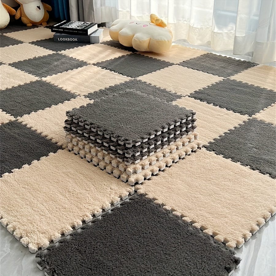 12 Stück, Kreatives Puzzle Splicing Teppich, Vollständige Stadtblock Bodenmatte, Einfarbiges quadratisches Nachttischdecke Schlafzimmermatte Fußdecke, 29,97*29,97 cm, Wohnkultur, Zimmerdekoration, Einweihungsgeschenk