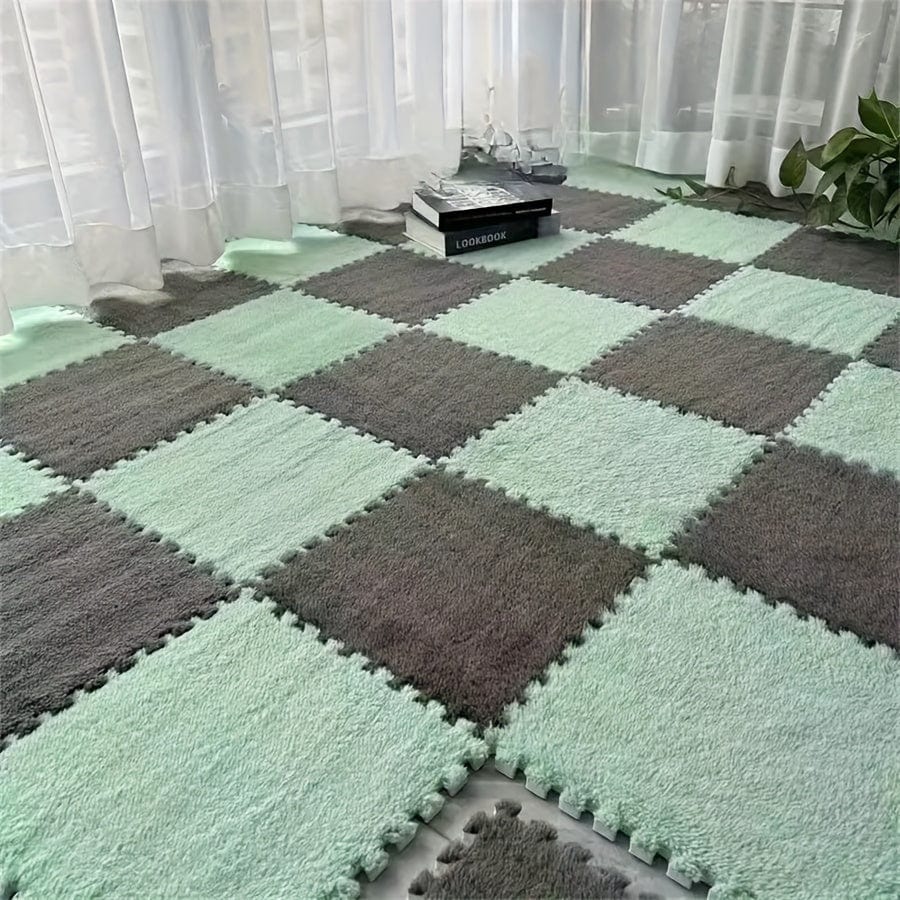 12 Stück, Kreatives Puzzle Splicing Teppich, Vollständige Stadtblock Bodenmatte, Einfarbiges quadratisches Nachttischdecke Schlafzimmermatte Fußdecke, 29,97*29,97 cm, Wohnkultur, Zimmerdekoration, Einweihungsgeschenk
