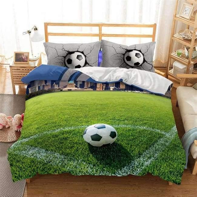 3D Bettwäsche Set Fußball Druck Bettbezug Set lebensechte Bettwäsche mit Kissenbezug Bett Set Heimtextilien #2-5