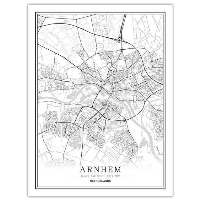 Niederlande Schwarz Weiß Weltstadtkarte Poster Nordic Wohnzimmer Amsterdam Breda Wandkunst Bilder Wohnkultur Leinwandgemälde