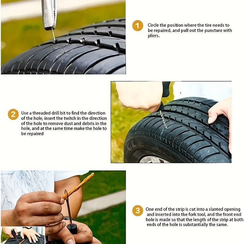 5pcs/6pcs Auto Reifen Reparatur Werkzeug Set Kleber Gummi Streifen Werkzeuge Für Motorrad Fahrrad Schlauchlose Reifen Durchstich Schnelle Reparaturset, Outdoor Fahrzeug Erste Hilfe