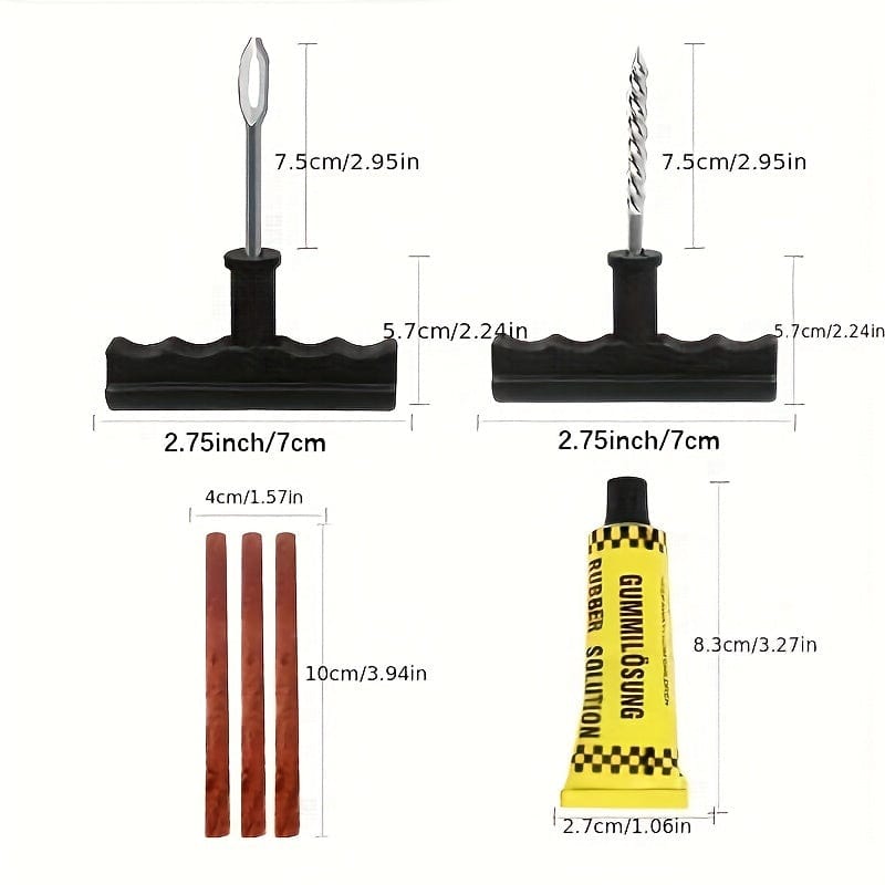 5pcs/6pcs Auto Reifen Reparatur Werkzeug Set Kleber Gummi Streifen Werkzeuge Für Motorrad Fahrrad Schlauchlose Reifen Durchstich Schnelle Reparaturset, Outdoor Fahrzeug Erste Hilfe